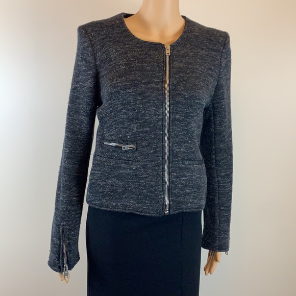 IRO Norma Charcoal Gray Moto Jacket - Picture 2 of 8